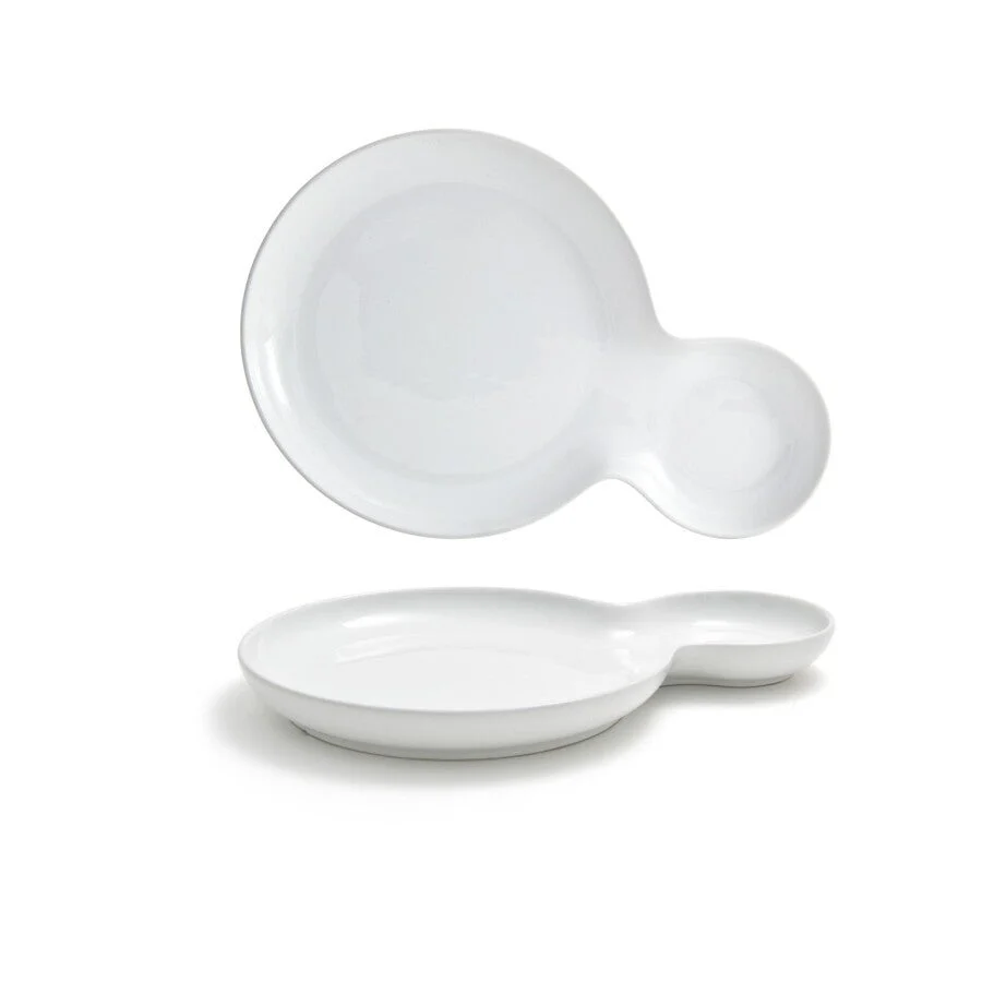 Plates, Bento Duo, 6.5 x 10 Inch, Harmony, White, Porcelain, 10 Linear Inch,6 - 1 EACH