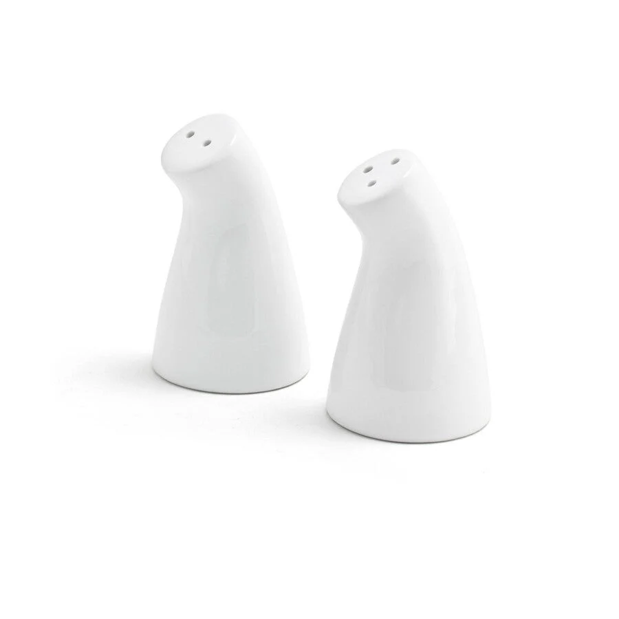 Shaker Sets, Salt & Pepper, 2 Ounce, Leaning, White, Porcelain,12 - 1 EACH