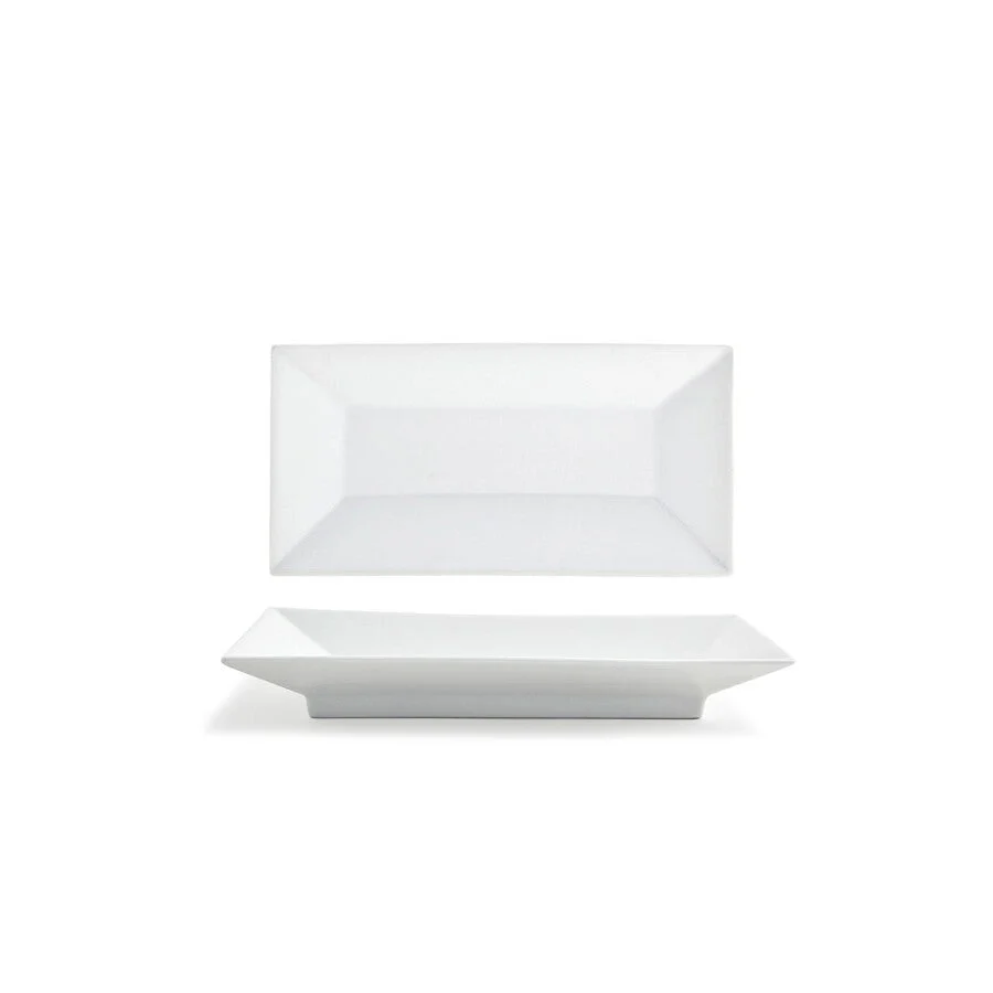 Plates, Footed, Kyoto, 4.75 x 9.25 Inch, White, Rectangular,6 - 1 EACH