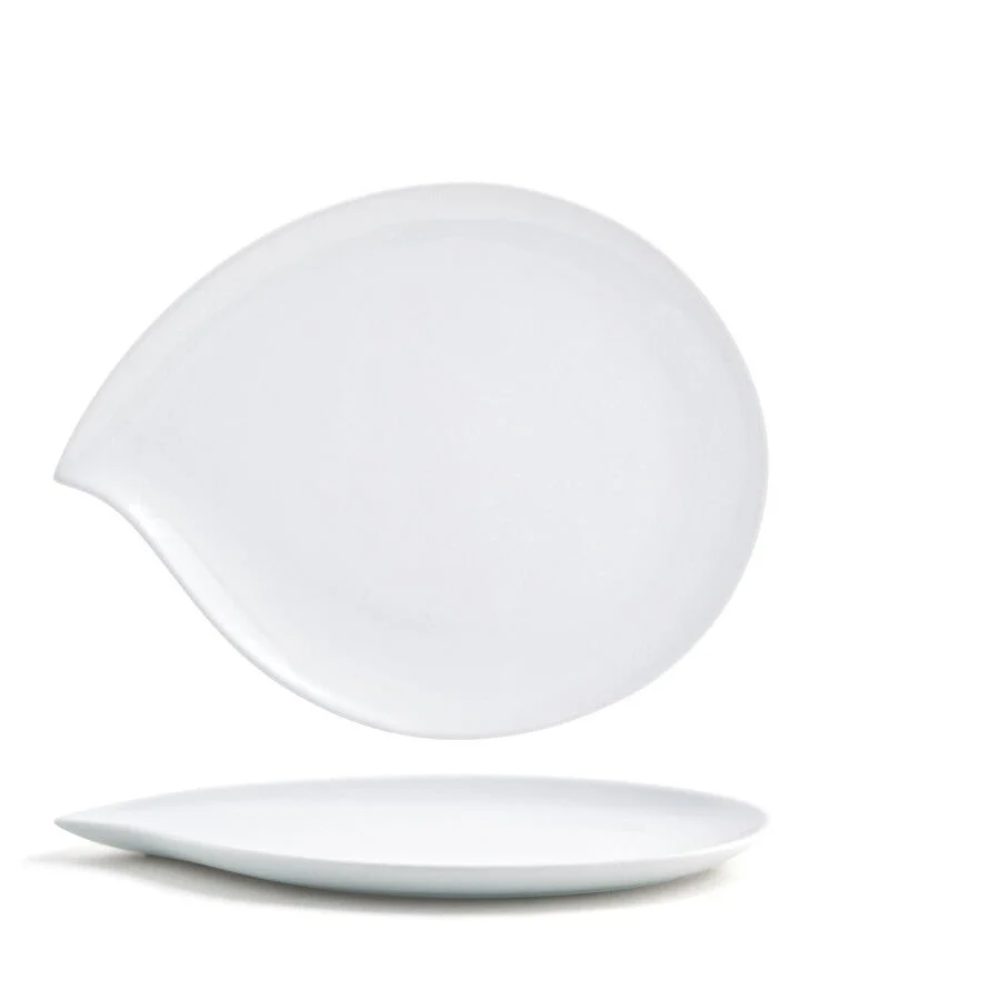 Plates, Teardrop, 12 Inch, White, Porcelain, 12 Linear Inch,6 - 1 EACH
