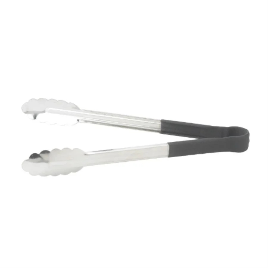 Tong, 9 Inch, Stainless Steel, with Rubber Grip, Black,1 - 1 EACH