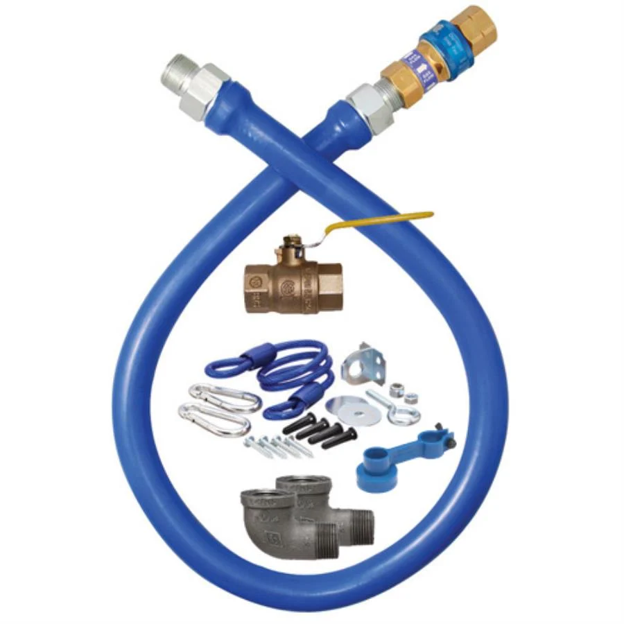 Hose Connector Kit, Gas, .75 x 48 Inch, with Quick Disconnect/Gas Ball Valve/90 Degree Elbows/Retraining Cable/ Hardware/ Restraining Device,1 - 1 EACH