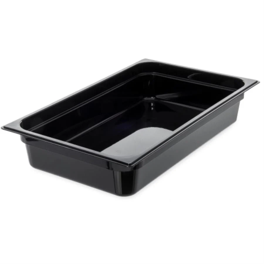 Pan, Food, Full-Size 4 Inch, 20.75 x 12.75 Inch Black, High Heat Plastic,6 - 1 EACH