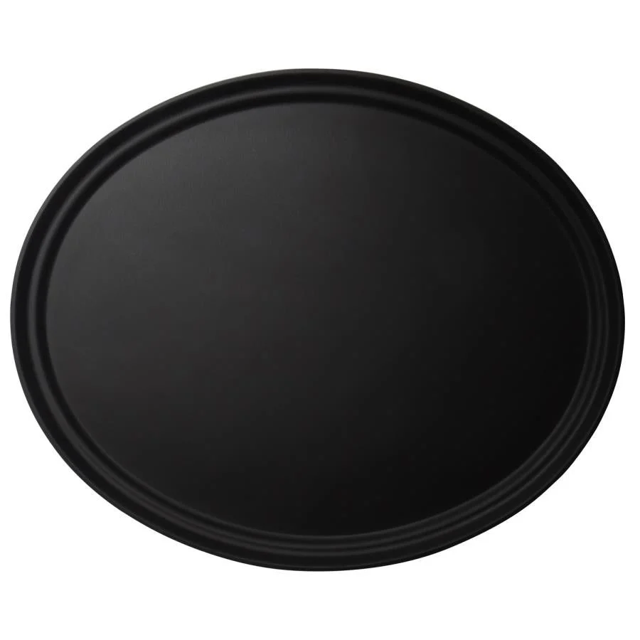 Tray, Serving, 22 x 27 Inch, Oval, Black, Fiberglass, Non-Skid,1 - 1 EACH