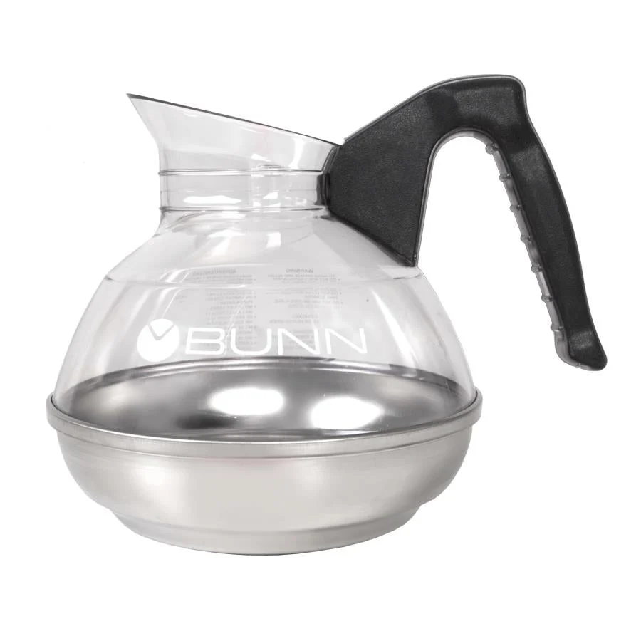 Decanter, Coffee, 64 Ounce, Easy Pour, with Black Handle, Stainless Steel Bottom,1 - 1 EACH