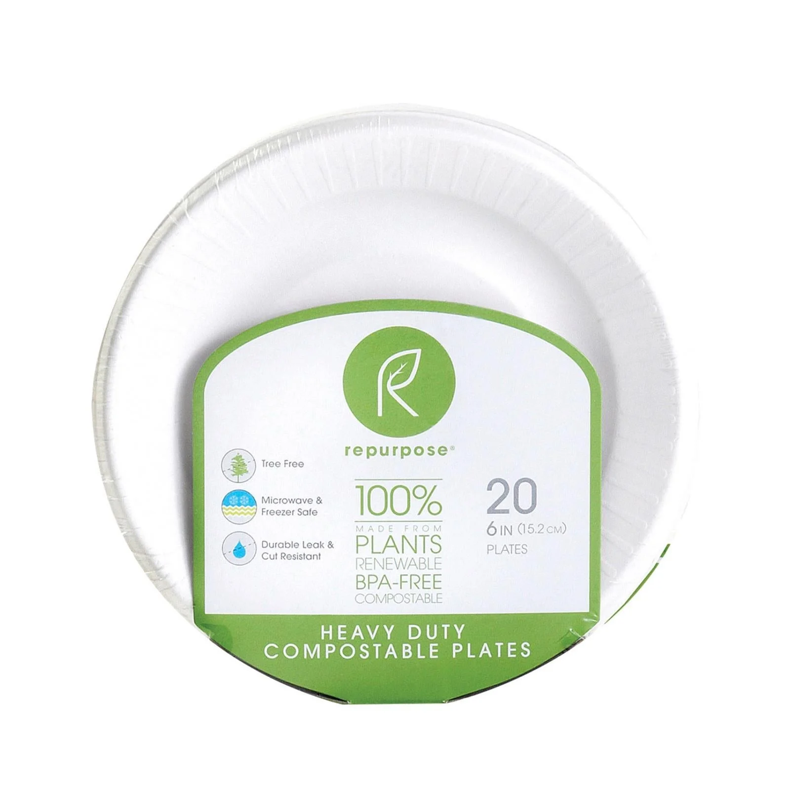 Plates, 6 Inch, Bagasse, White, Compostable,24 - 20 COUNT