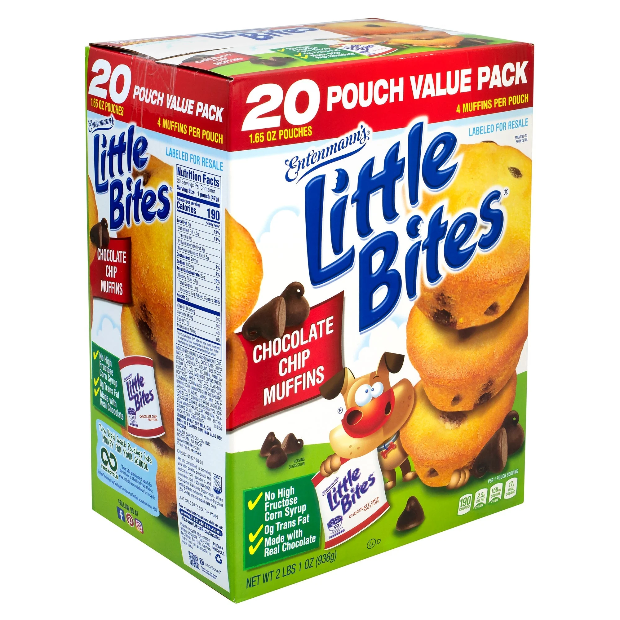 Muffins, Mini, Chocolate Chip, Single-Serve,20 - 1.65 OUNCE