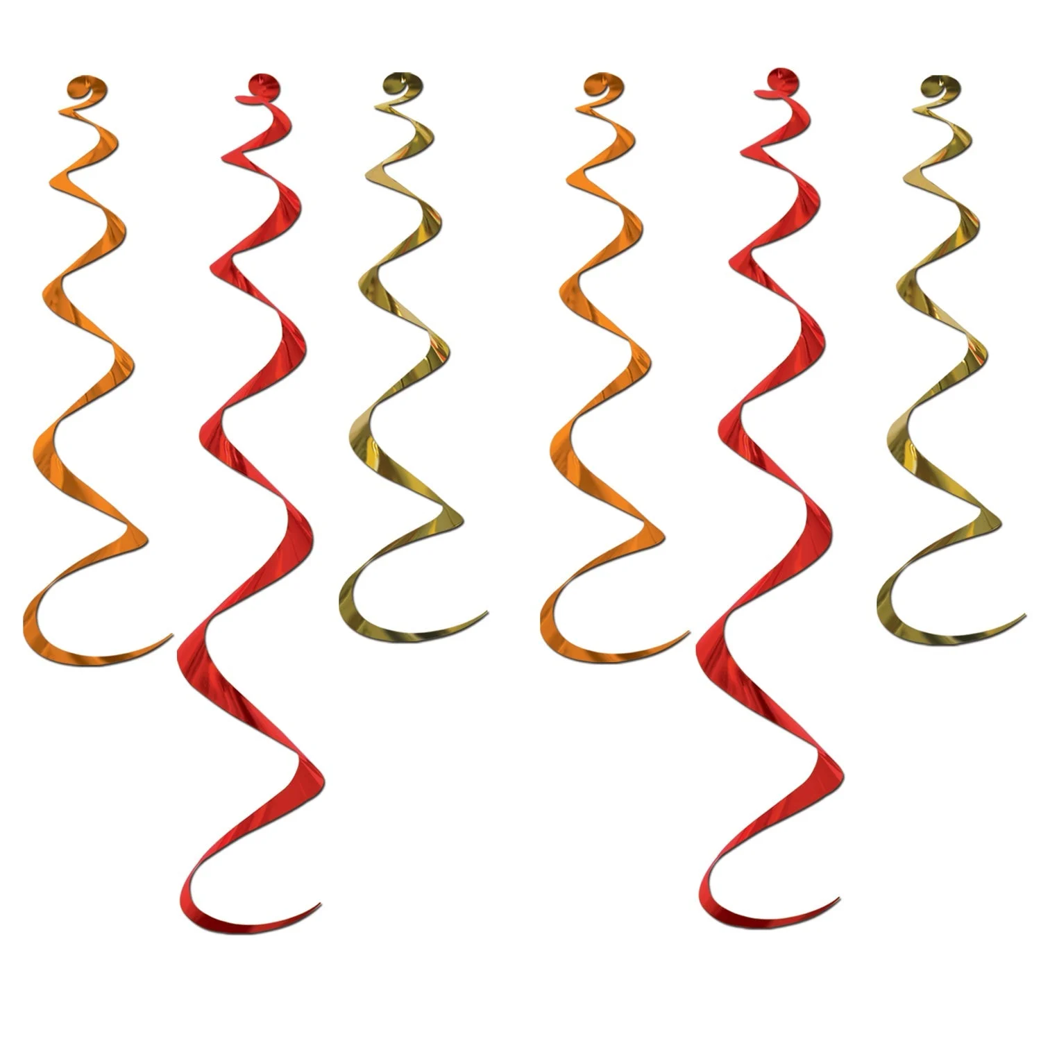 Decorations, Whirl, Gold/Orange/Red, Assorted Size, Metallic,1 - 6 COUNT