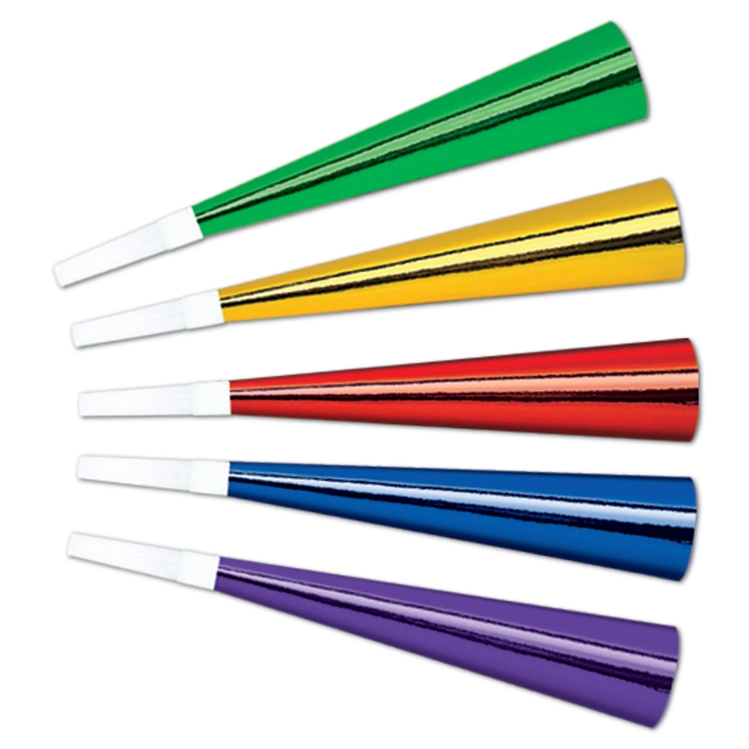 Party Horns, Assorted Color, 9 Inch, Foil,1 - 100 COUNT