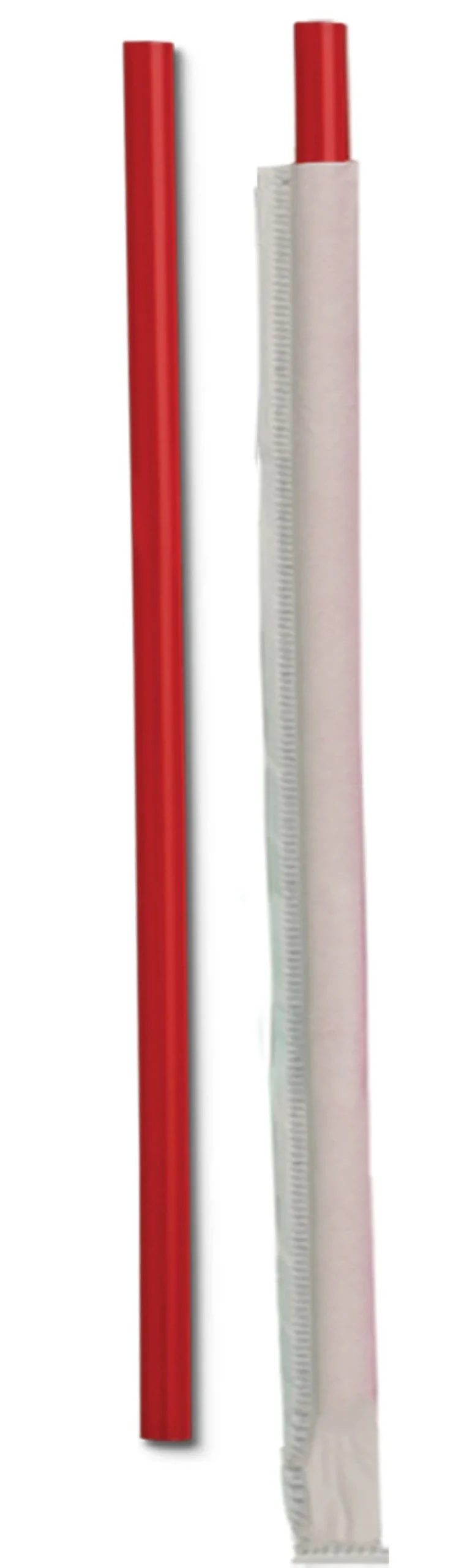 Straws, Giant, 10.25 Inch, Plastic, Red, Paper-Wrapped,4 - 300 COUNT