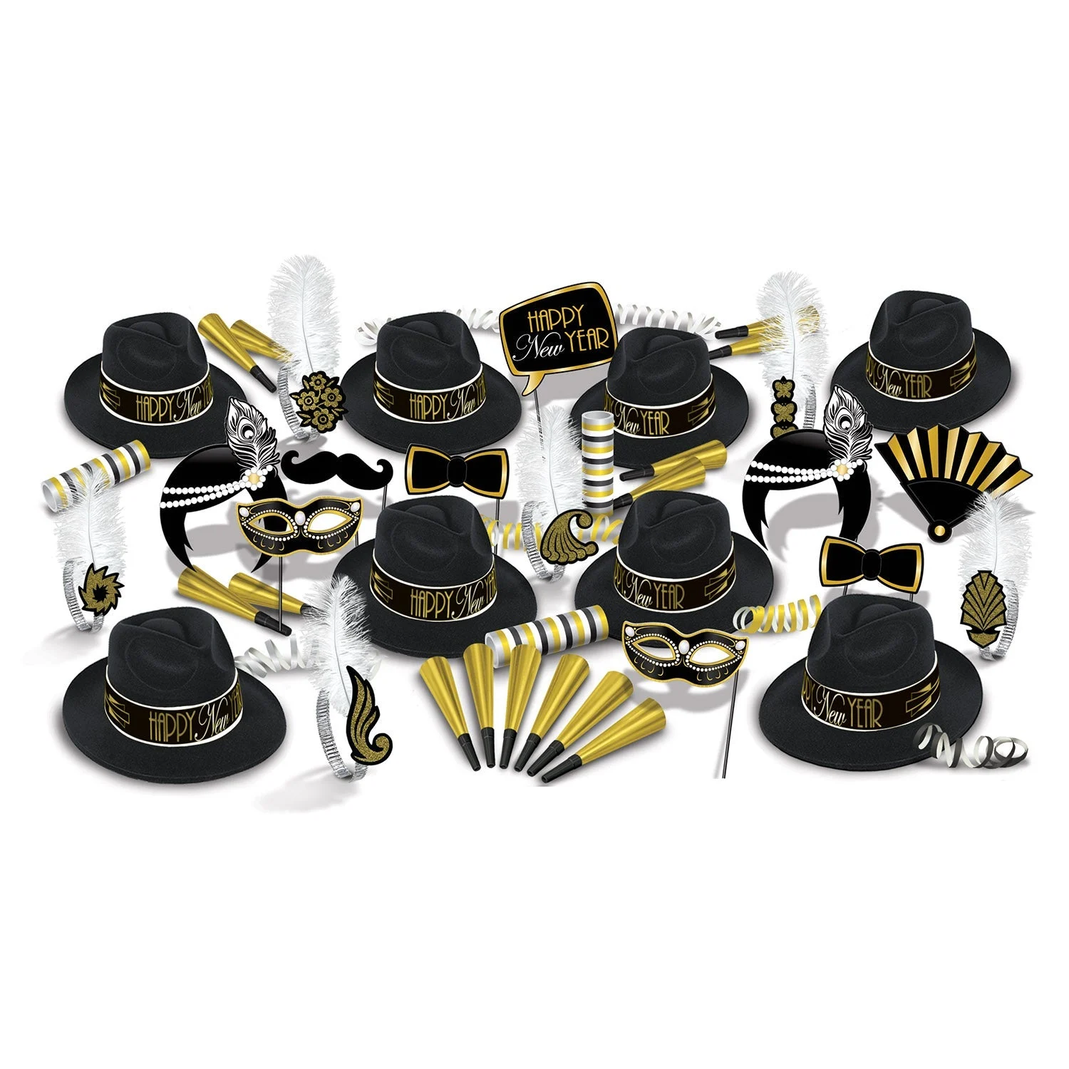 Party Assortment, 1920's, Happy New Year, with Hats/Masks/Horns, for 50,1 - 1 EACH