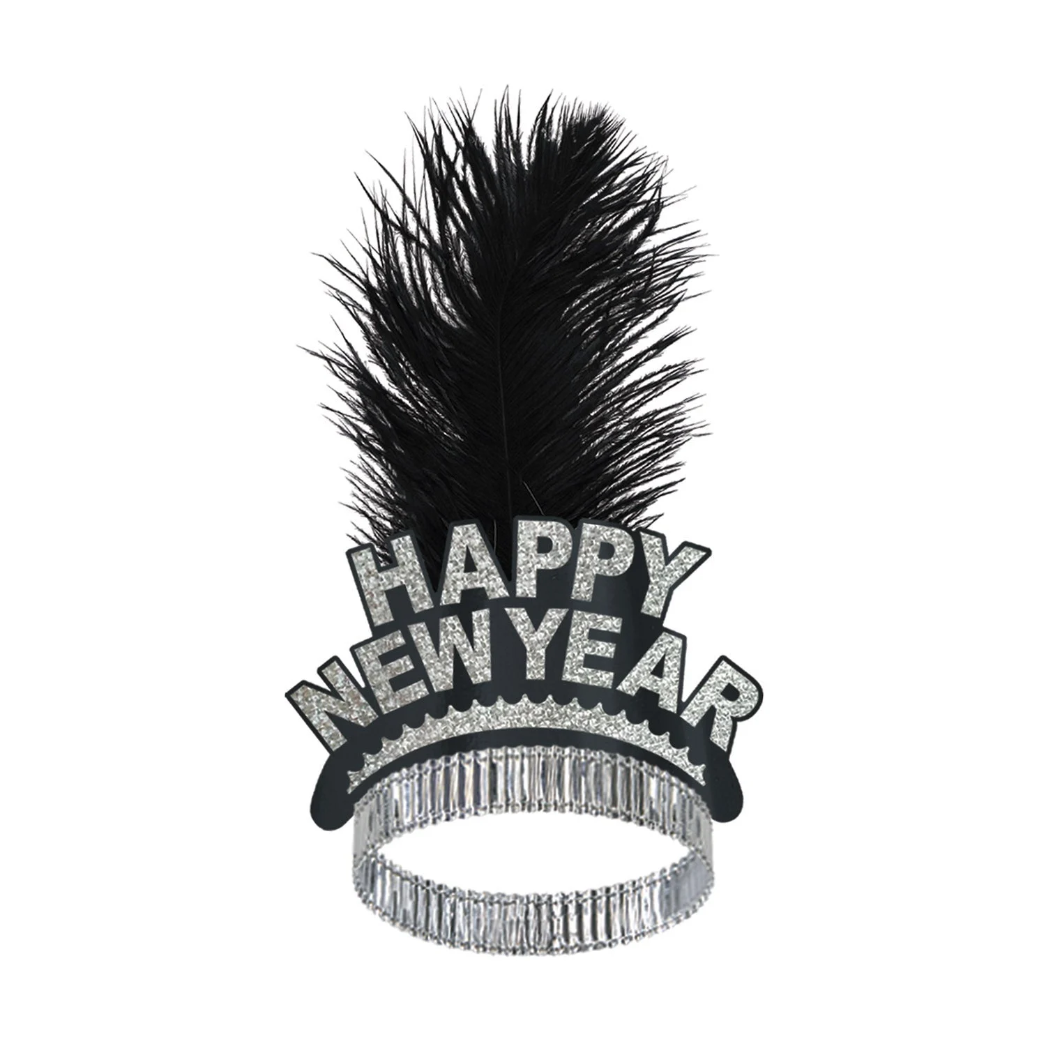 Hats, Tiara, Swing, Happy New Year, Black & Silver,1 - 50 COUNT
