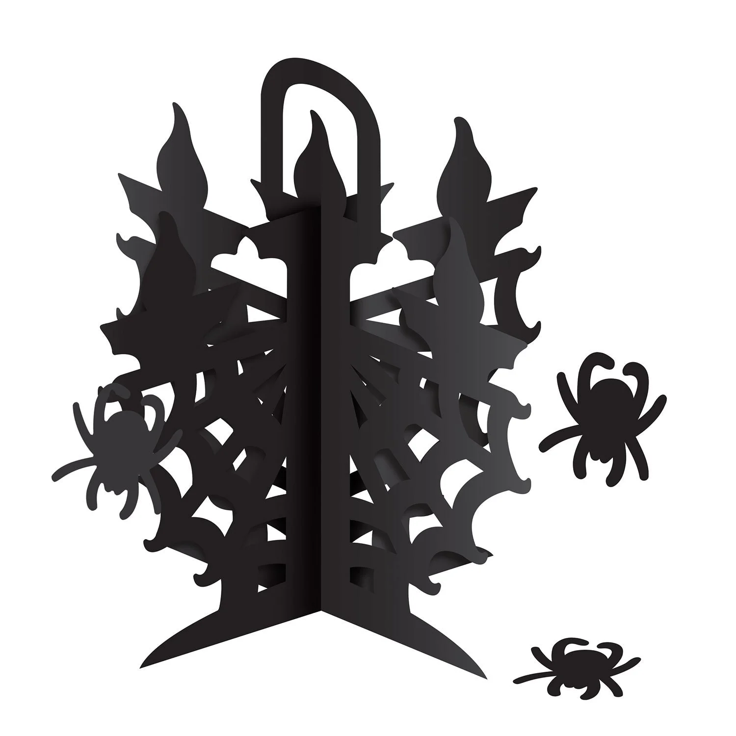 Decorations, Centerpiece, Candelabra, Halloween, Black, 11.50 Inch, with 3 Spiders,1 - 12 COUNT
