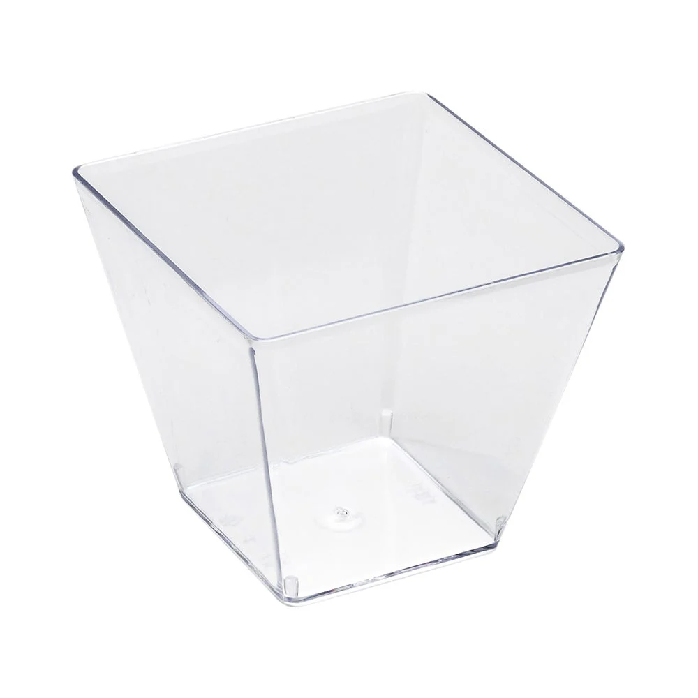Cups, 4 Ounce, Plastic, Clear, Square, 2.25 x 2.25 x 2 Inch,1 - 100 COUNT