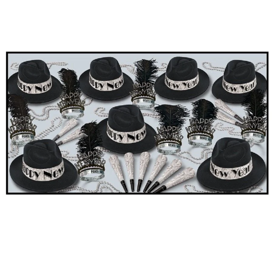 Party Assortment, Swingin' Silver, Happy New Year, with Hats/Beads/Horns, for 50,1 - 1 EACH