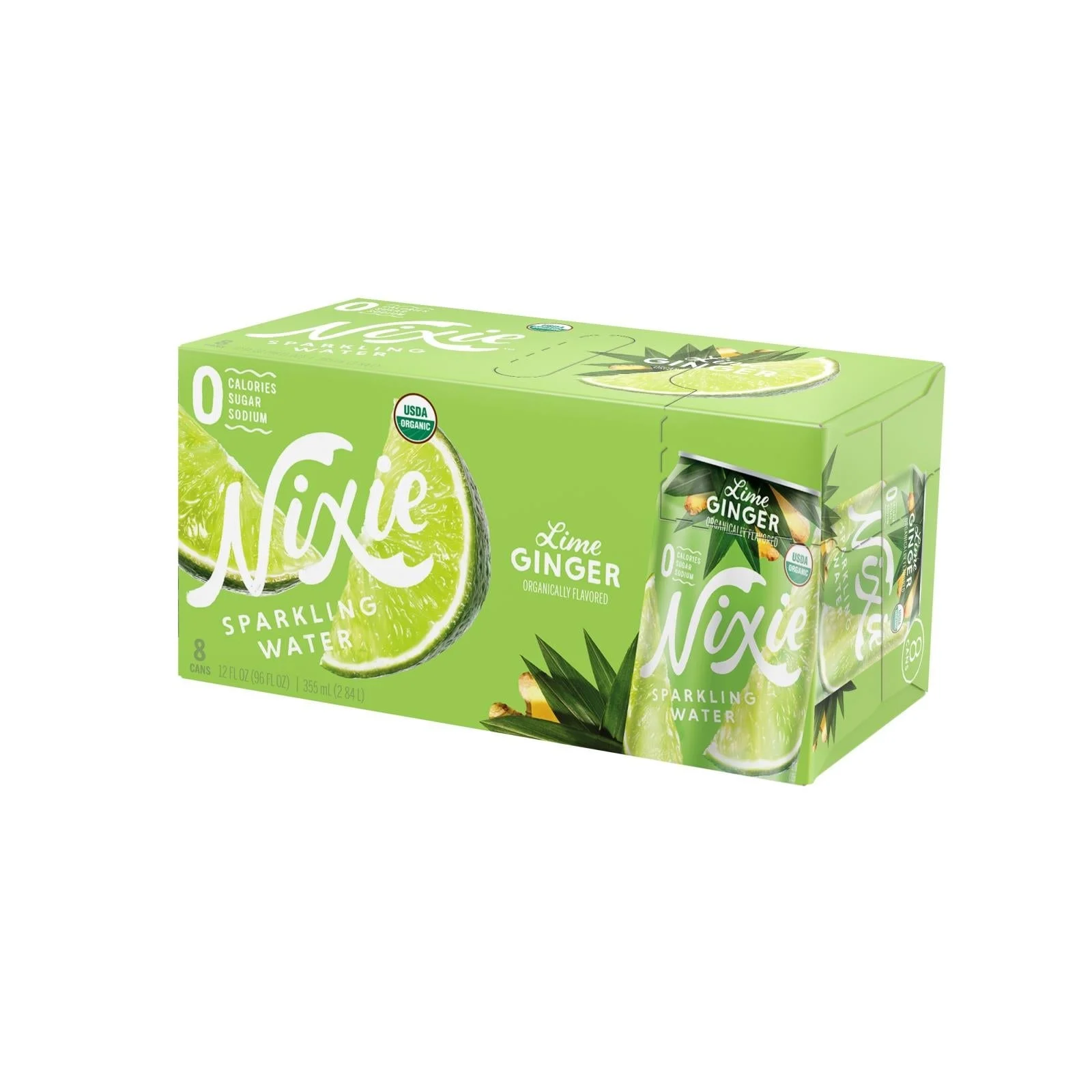 Water, Sparkling, Lime Ginger, No Calorie, Can, 12 Fluid Ounce,3 - 8 COUNT