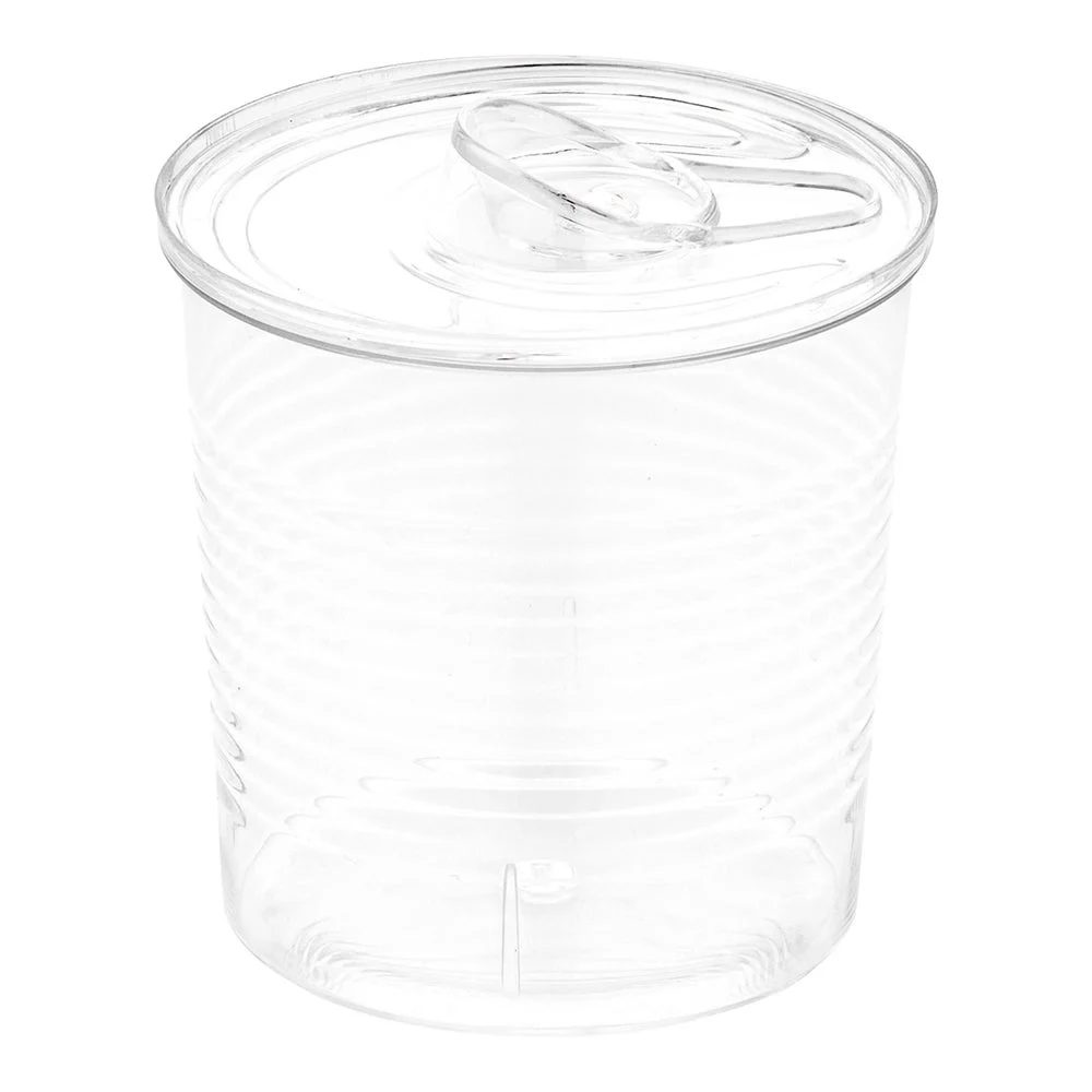 Container, 4 Ounce, Plastic, Clear, Tin Can-Design, 2.50 x 2.50 x 2.75 Inch,1 - 100 COUNT