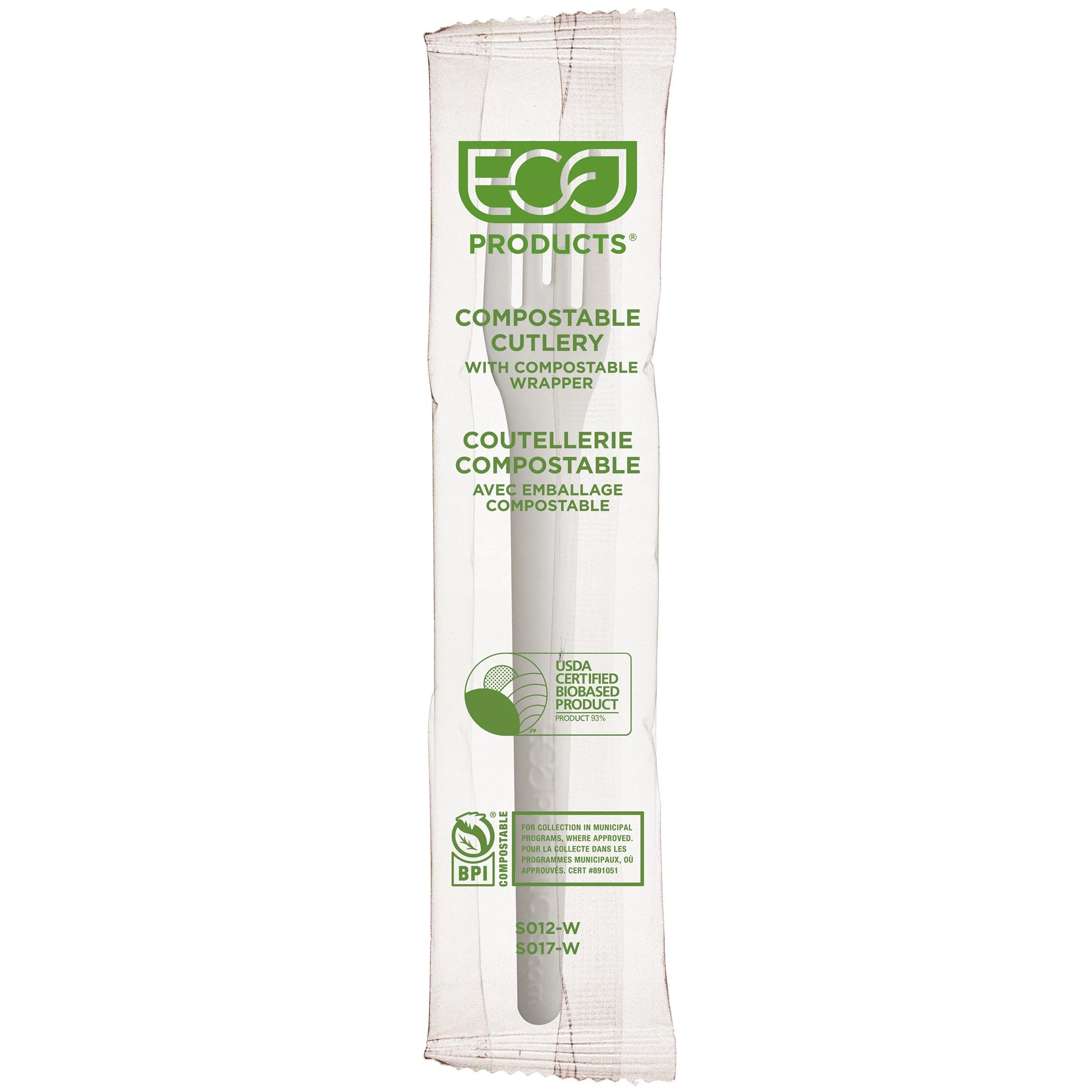 Forks, Plastic, White, Compostable, PLA, Individually-Wrapped,1000 - 1 COUNT
