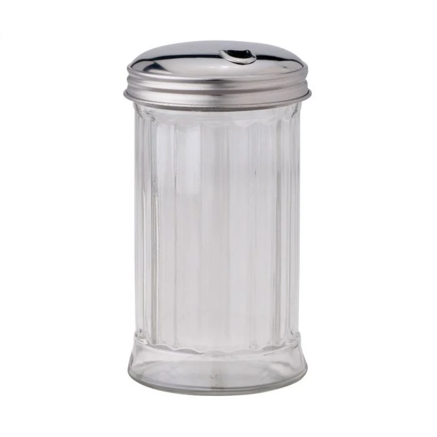 Shakers, Sugar, 11 Ounce, Glass, with Stainless Steel Lid,1 - 24 COUNT
