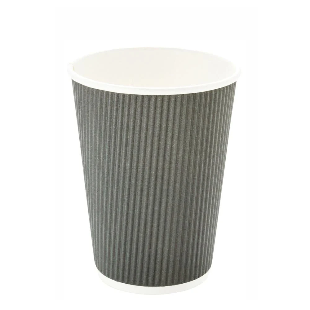 Cups, Hot, 12 Ounce, Paper, Gray, Ripple Wall,1 - 25 COUNT