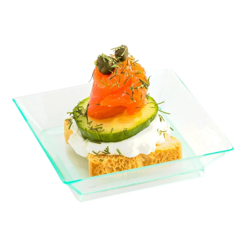 Plates, Mini Modern, 2.5 Inch, Plastic, Green, Square,1 - 20 COUNT