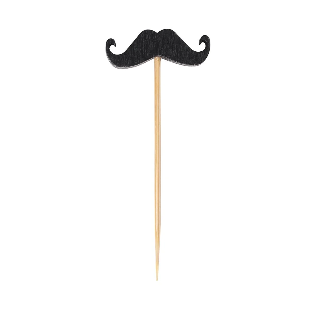 Skewers, Black Mustache, 2.75 Inch, Bamboo,1 - 1000 COUNT