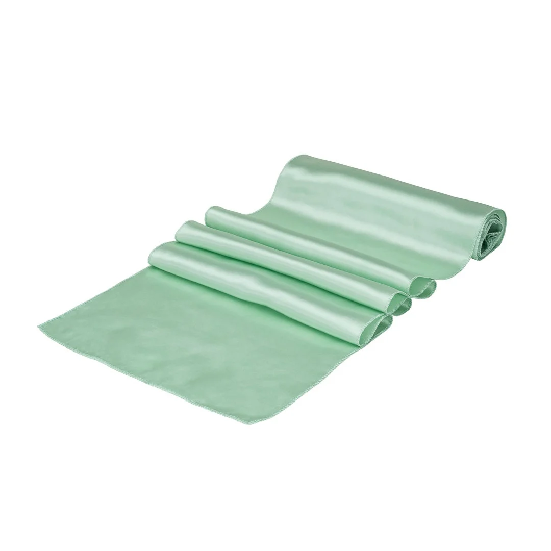 Table Runners, 12 x 108 Inch, Satin, Light Green,1 - 10 COUNT