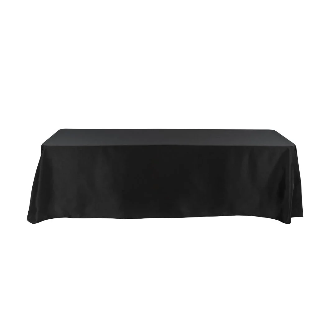 Table Covers, 90 x 132 Inch, Polyester, Black, Rectangular, Hemmed,1 - 10 COUNT