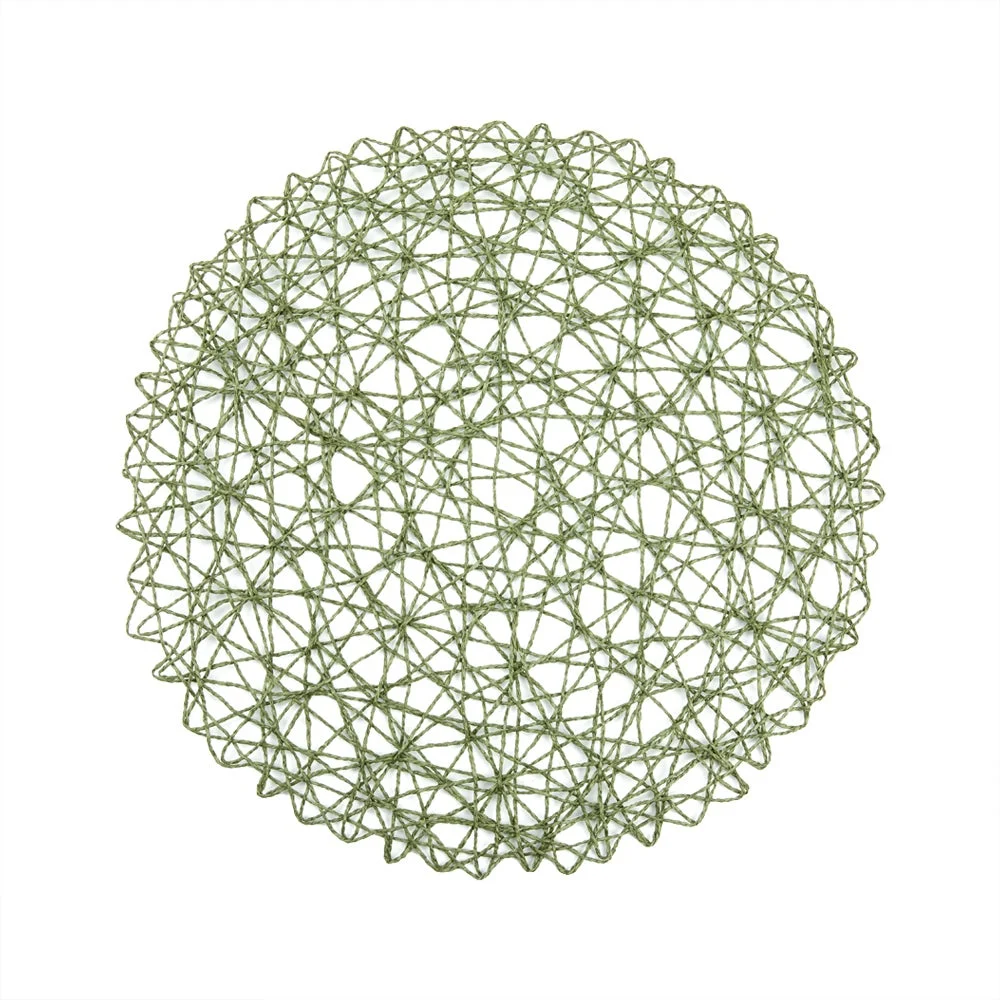 Placemats, 15 Inch, Paper, Green, Round, Spinweave,1 - 6 COUNT