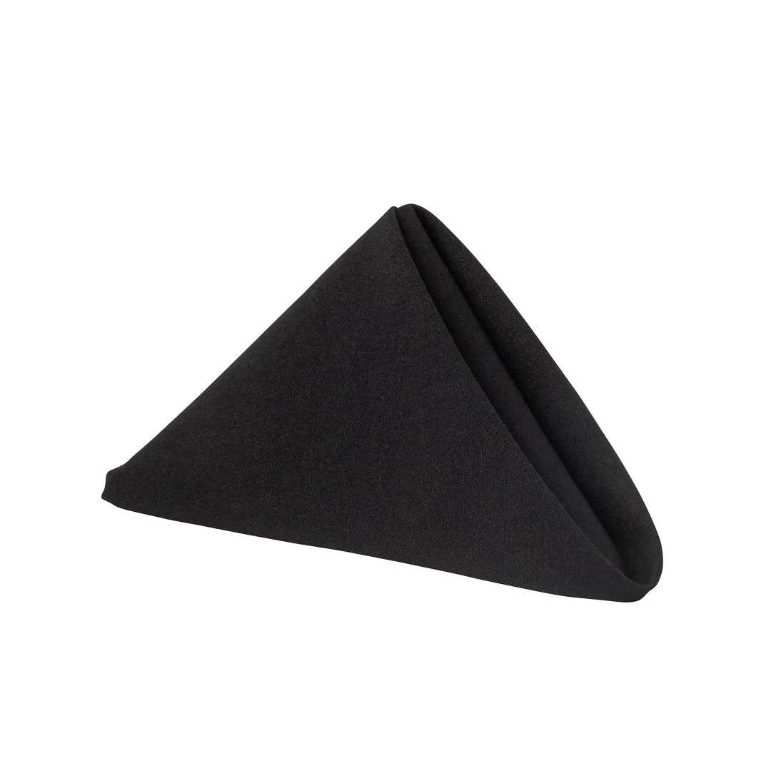 Napkins, Cloth, 20 x 20 Inch, Black, Polyester,1 - 10 COUNT