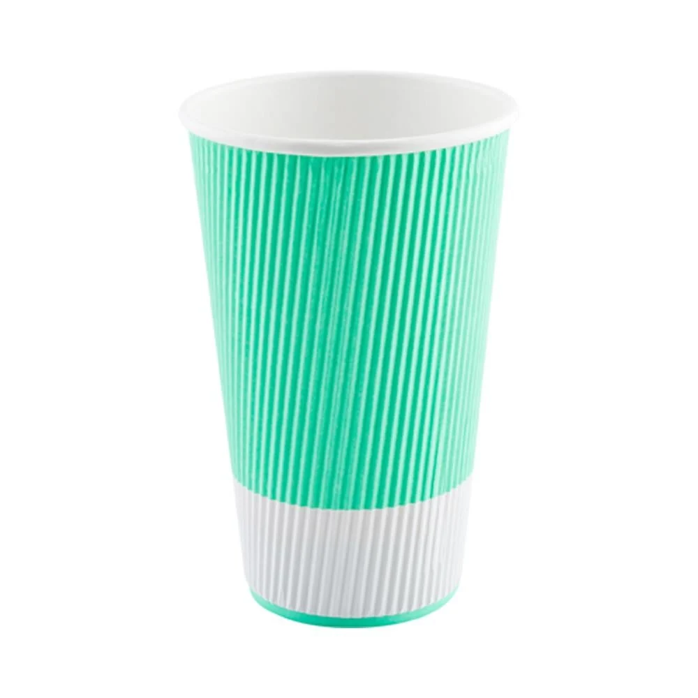 Cups, Hot, 16 Ounce, Paper, Light Green, Ripple Wall,1 - 25 COUNT