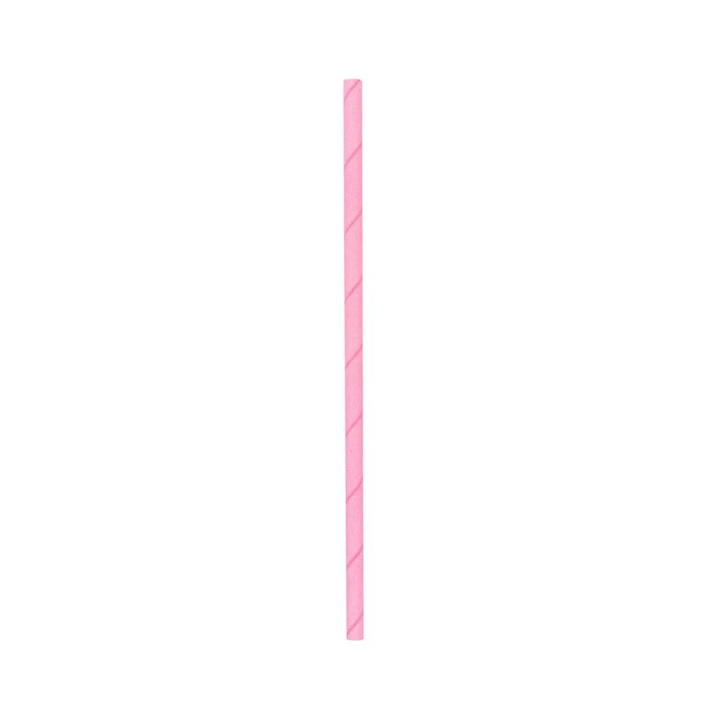 Straws, 7.75 Inch, Paper, Pink, Biodegradable,1 - 25 COUNT