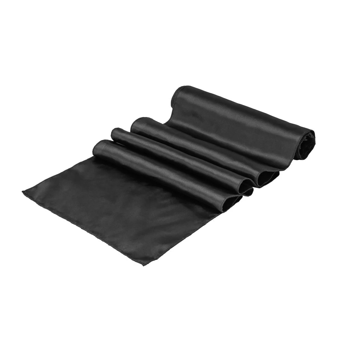Table Runners, 12 x 108 Inch, Satin, Black,1 - 10 COUNT