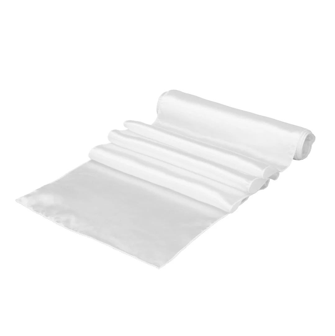 Table Runners, 12 x 108 Inch, Satin, White,1 - 10 COUNT