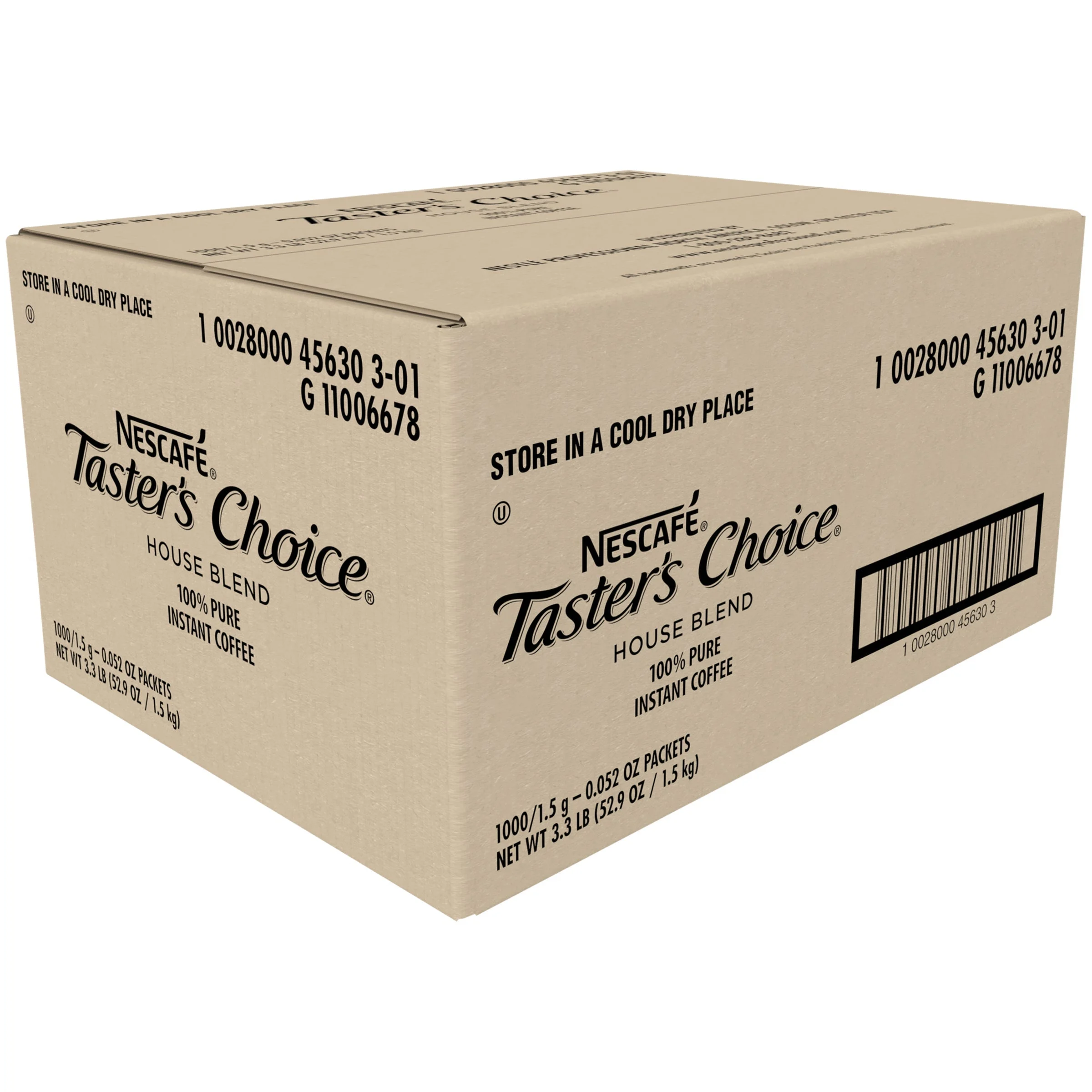 Coffee, Instant, House Blend, Single-Serve Packets,1000 - 1.5 Gram Avg