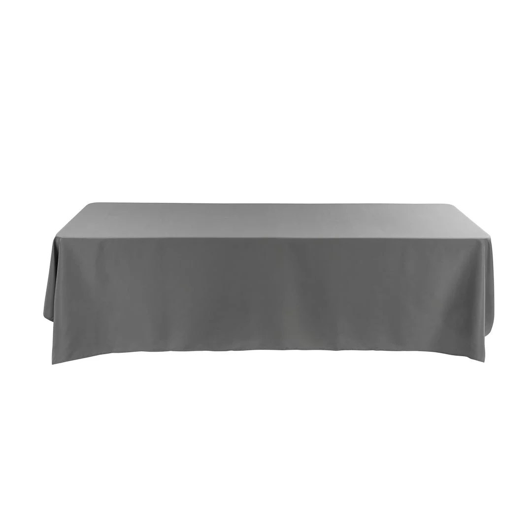 Table Covers, 90 x 132 Inch, Polyester, Gray, Rectangular, Hemmed,1 - 10 COUNT