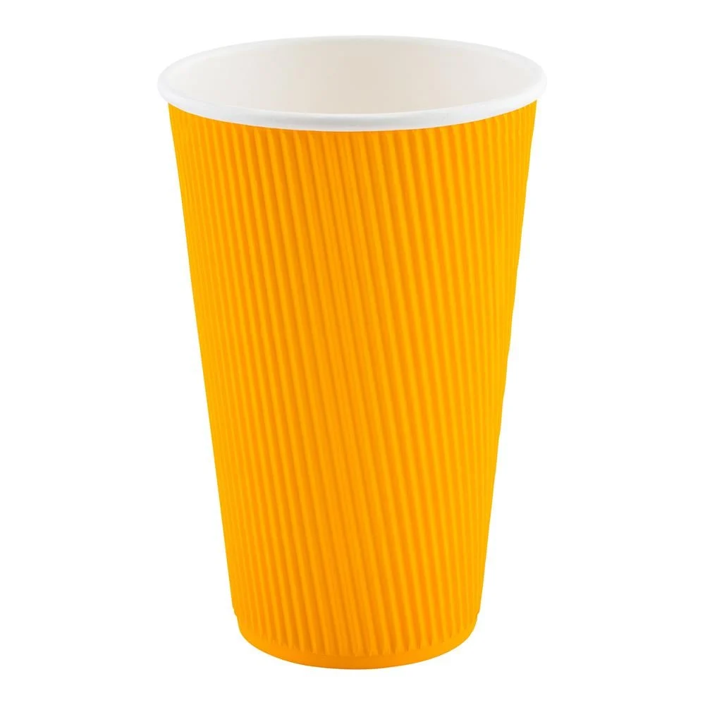 Cups, Hot, 16 Ounce, Paper, Yellow, Ripple Wall,1 - 25 COUNT