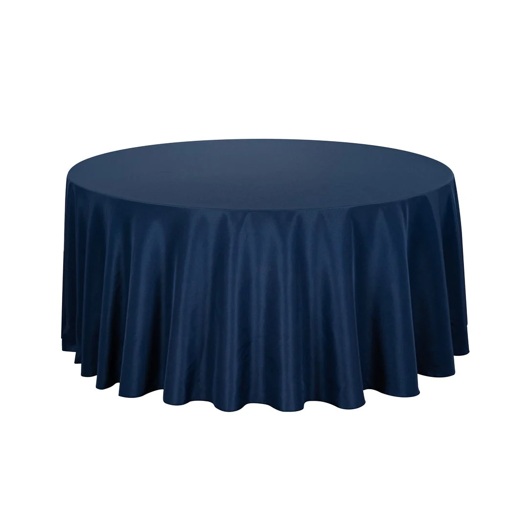 Table Covers, 120 Inch, Polyester, Blue, Round, Hemmed,1 - 10 COUNT