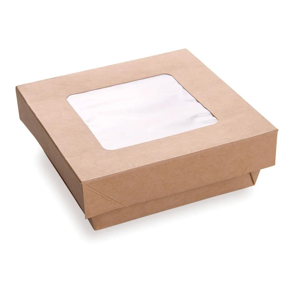Containers, Take-Out, Cafe Vision 34 Ounce, Paper, Kraft, 6 x 6 x 2 Inch, Large, Square,25 - 1 EACH