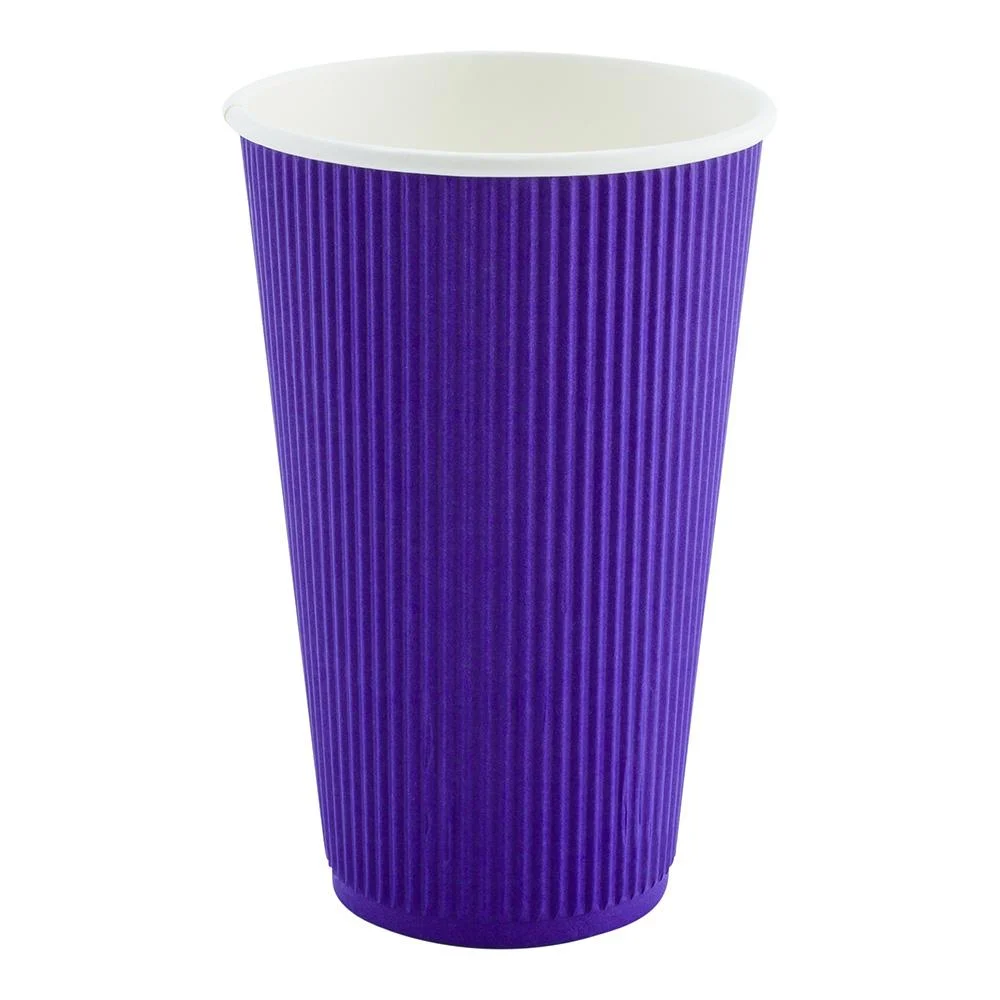 Cups, Hot, 16 Ounce, Paper, Royal Purple, Ripple Wall,1 - 25 COUNT