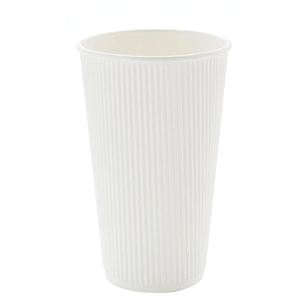 Cups, Hot, 16 Ounce, Paper, White, Ripple Wall,1 - 25 COUNT