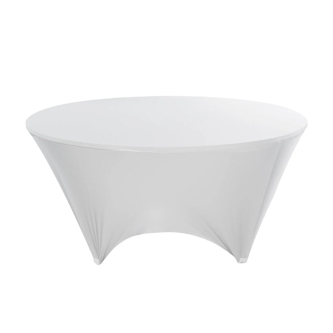 Table Covers, 72 Inch, Spandex, White, Round,1 - 10 COUNT