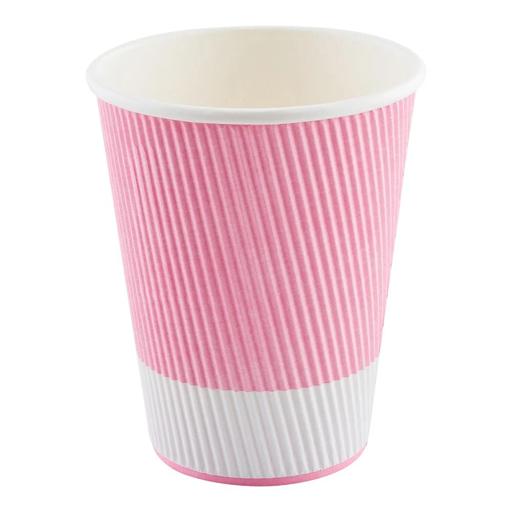 Cups, Hot, 12 Ounce, Paper, Light Pink, Ripple Wall,1 - 25 COUNT