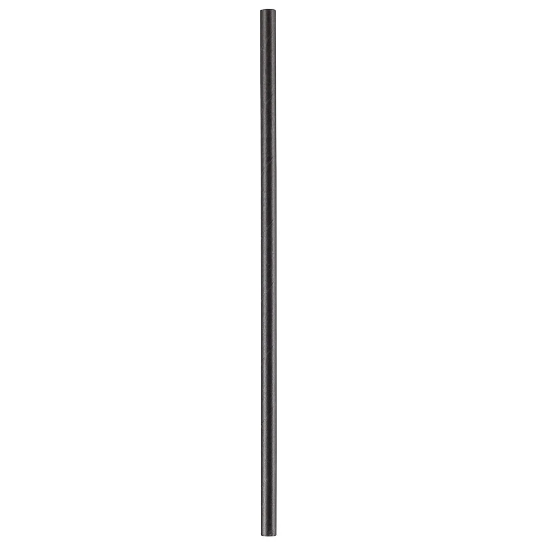 Straws, 10 Inch, Paper, Black, Wrapped, Biodegradable,1 - 1000 COUNT
