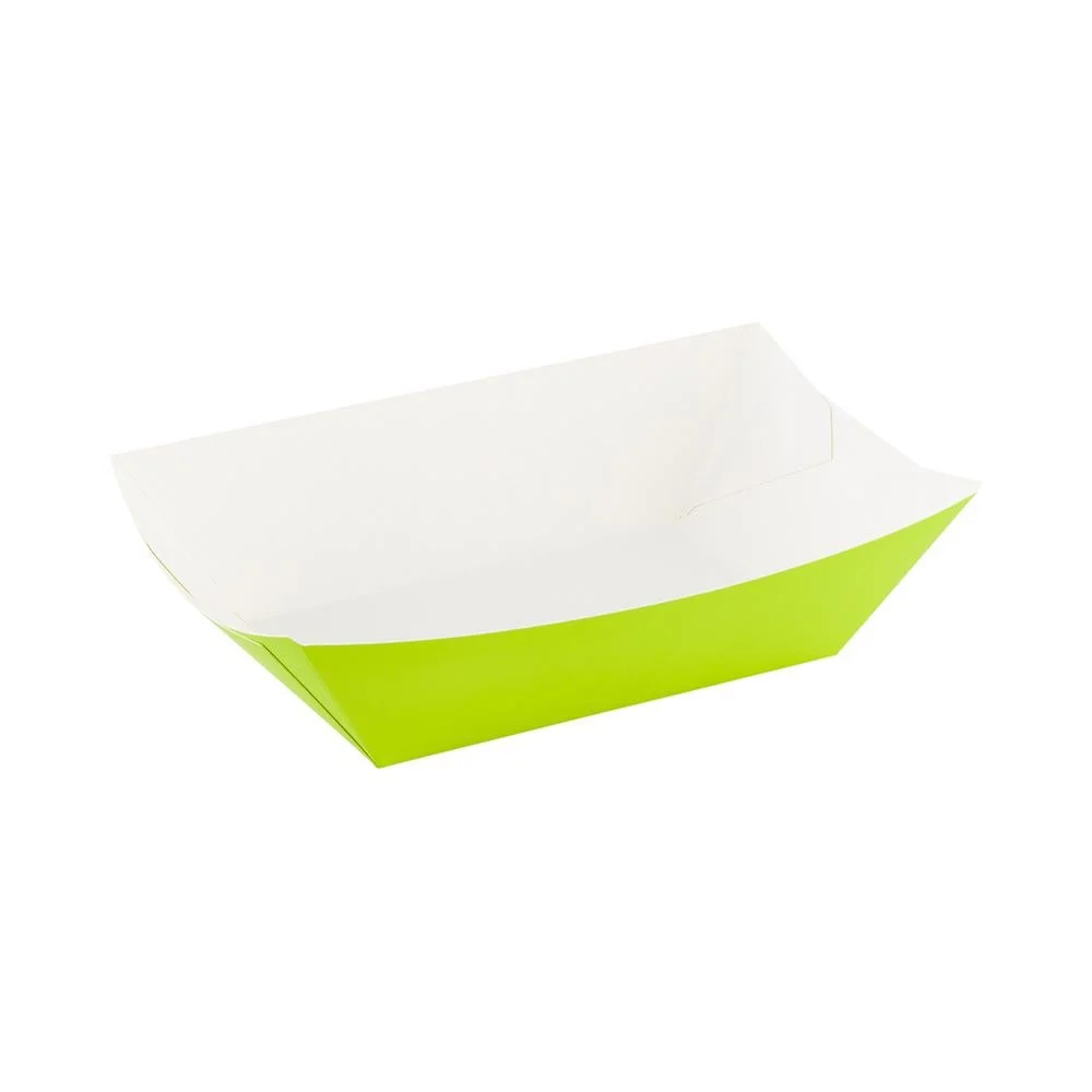 Trays, Food, 5.50 x 3.50 x 2 Inch, Paper, Green, Boat,1 - 50 COUNT