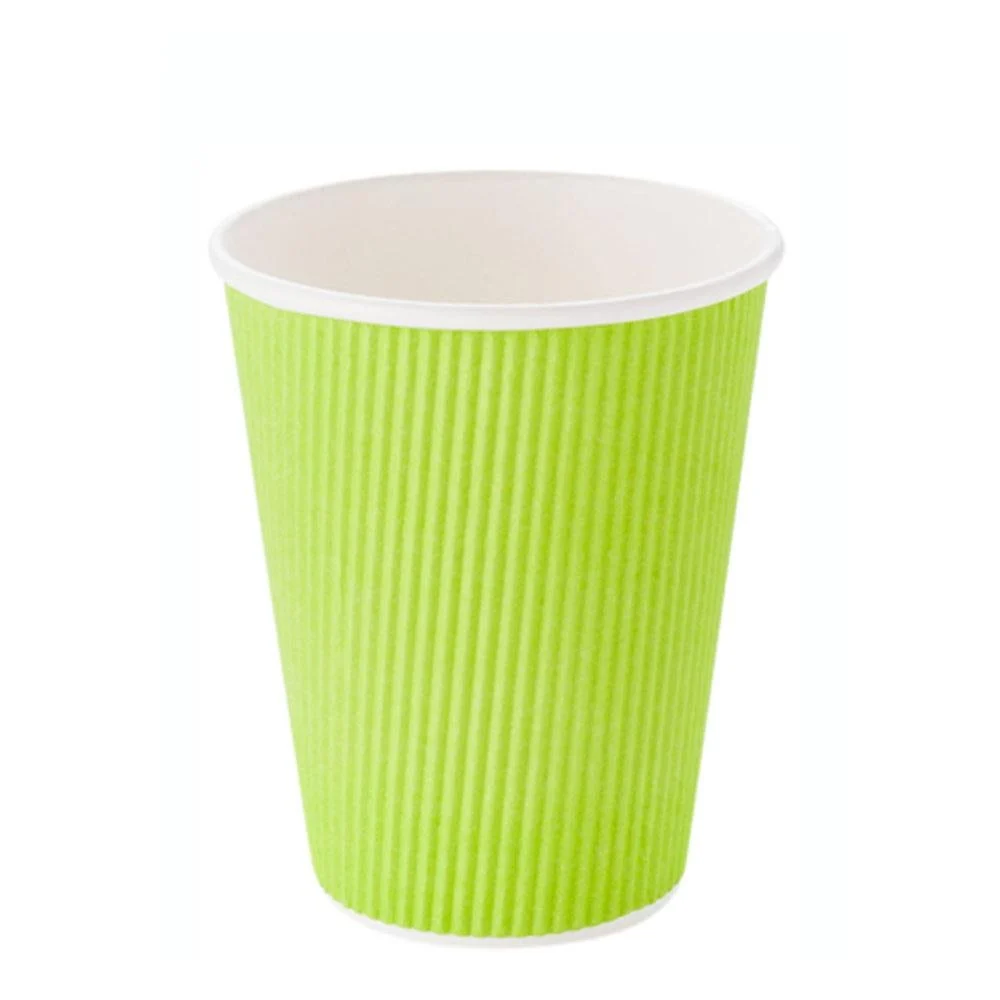Cups, Coffee, 12 Ounce, Paper, Eco Green, Ripple Wall, 3.50 x 3.50 x 4.25 Inch,25 - 1 EACH
