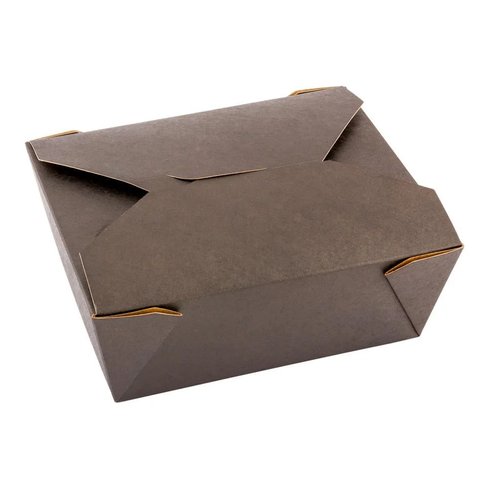 Containers, Take-Out, Bio Tek 45 Ounce, Paper, Black, 6.75 x 5.50 x 2.50 Inch, #8, Rectangular,50 - 1 EACH