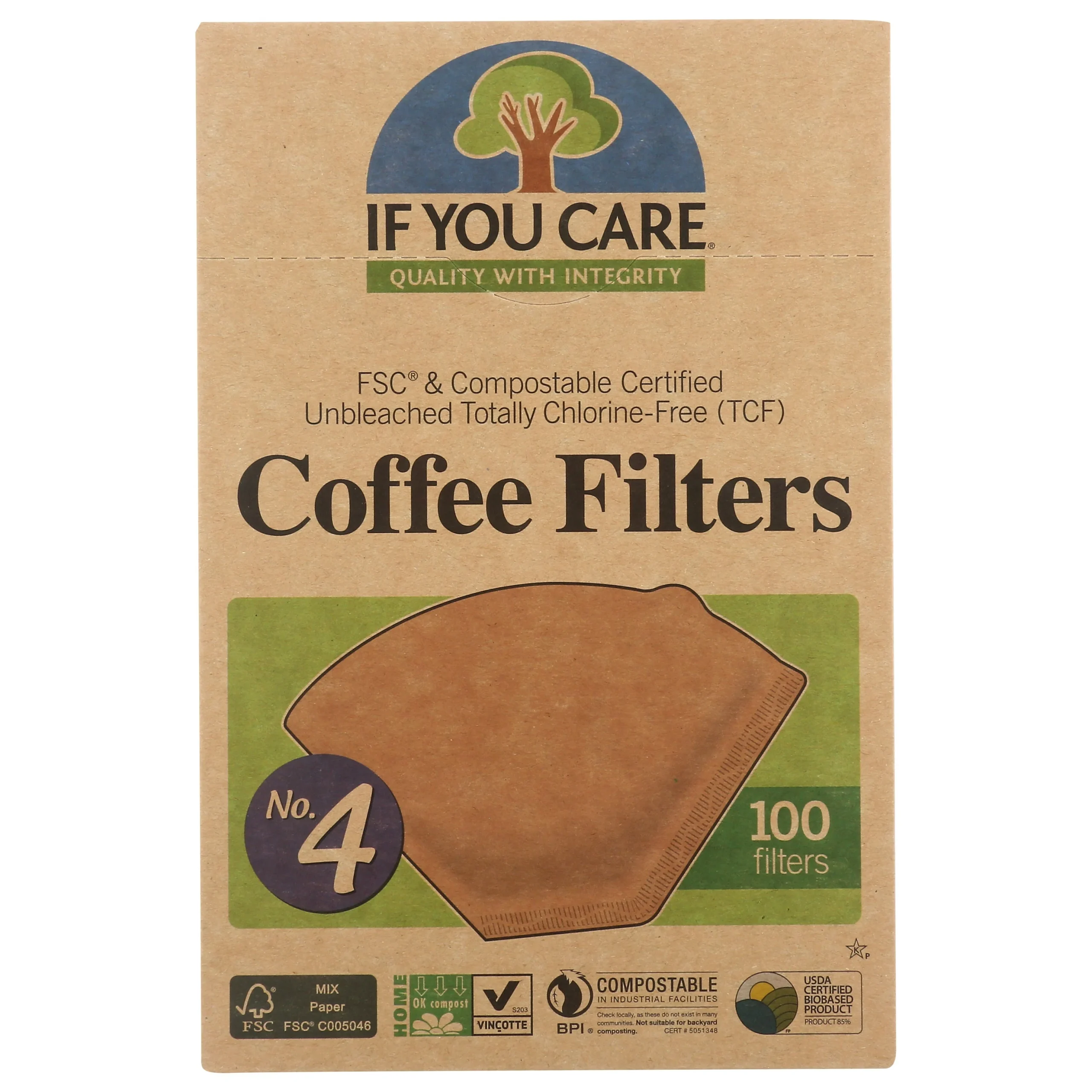 Filter, Coffee, Number 4, Unbleached, Compostable,12 - 100 COUNT