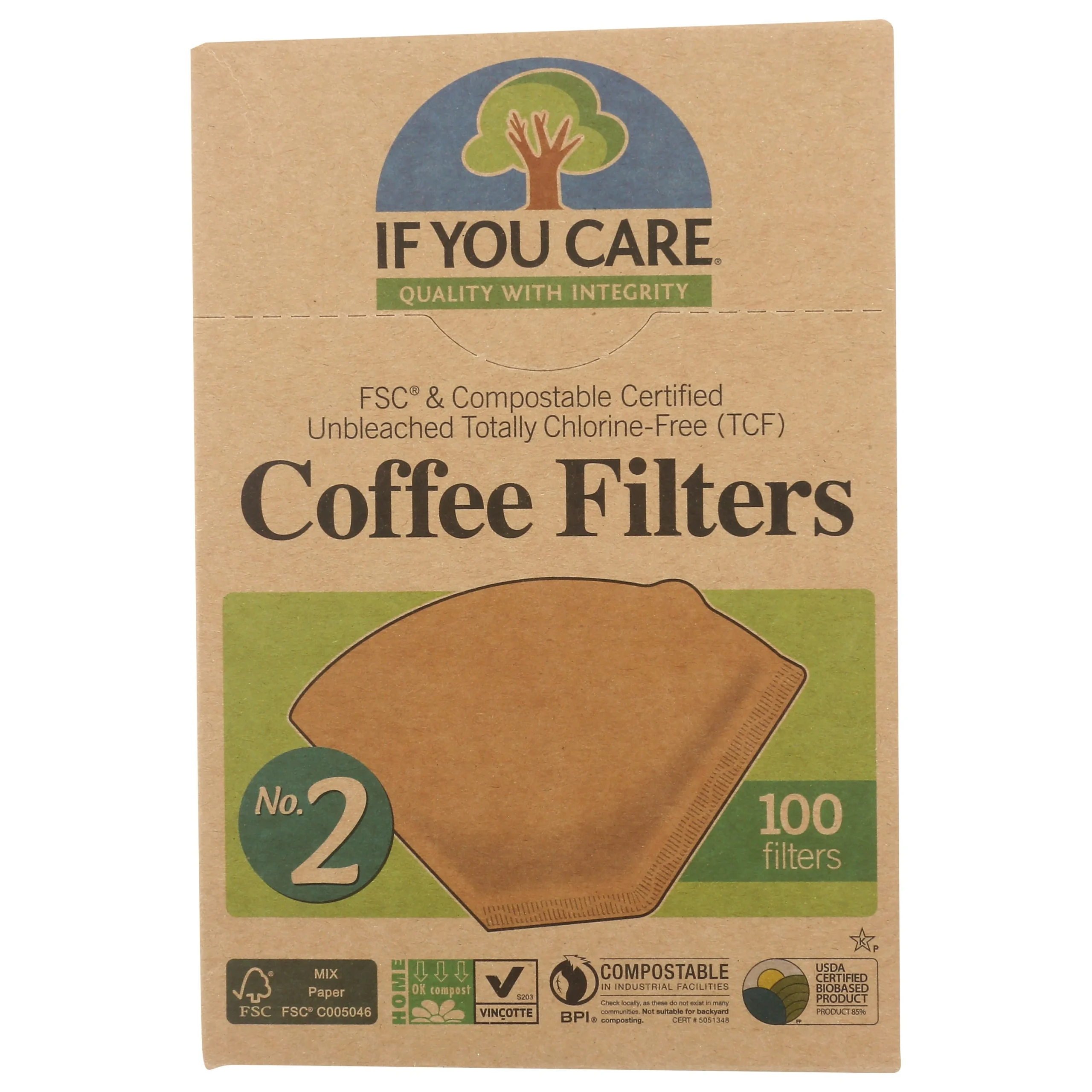 Filter, Coffee, Number 2, Unbleached, Compostable,12 - 100 COUNT