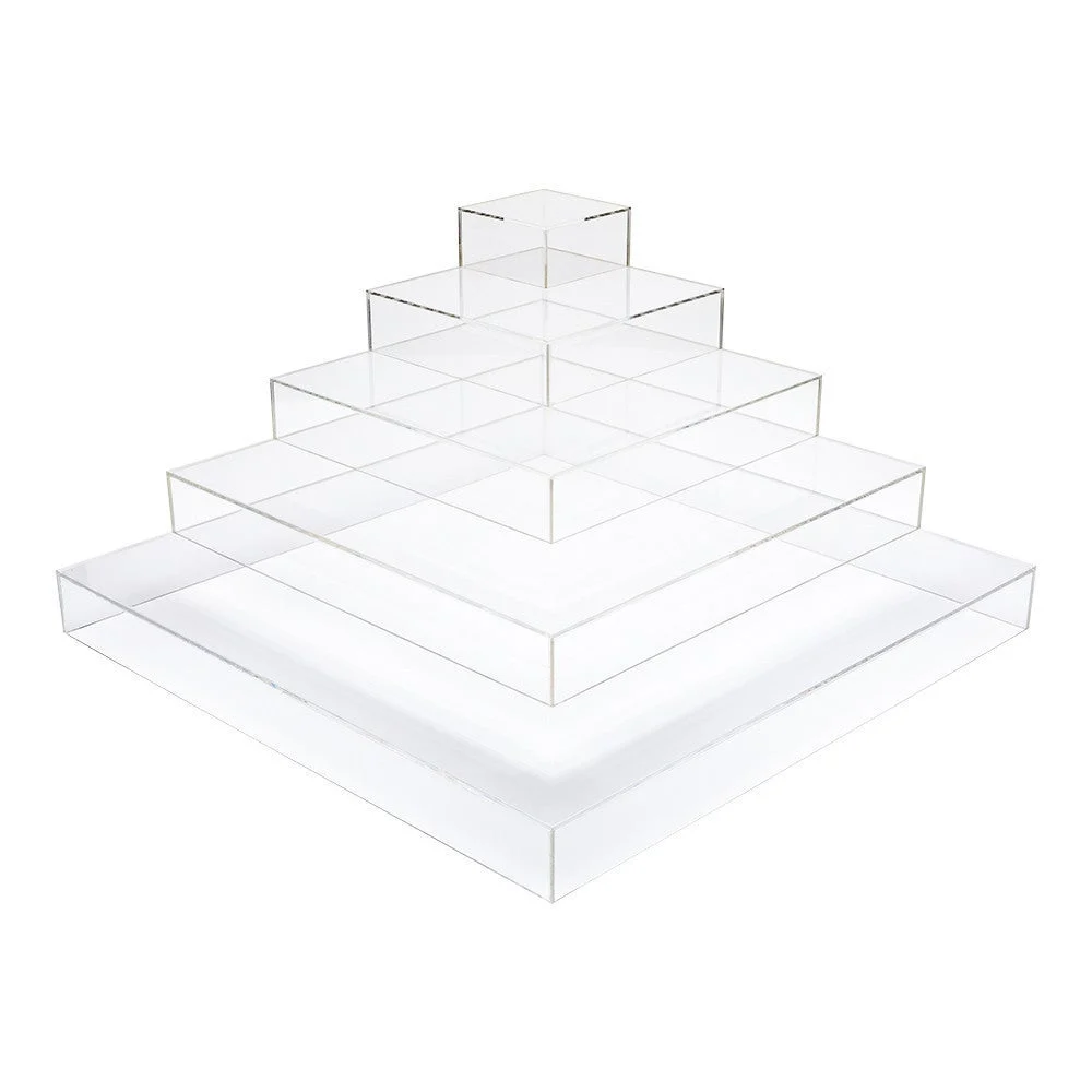 Display Stand, Buffet, Clear Tek 19.75 x 19.75 x 9.75 Inch, 5-Tier Pyramid, Clear, Acrylic,1 - 1 EACH